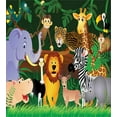 thumbnail image 3 of Zoo Queen Size Duvet Cover Set, Animals in the Jungle Funny Expressions Exotic Comic Cheer Natural Habitat Illustration, Decorative 3 Piece Bedding Set with 2 Pillow Shams, Multicolor, by Ambesonne, 3 of 3