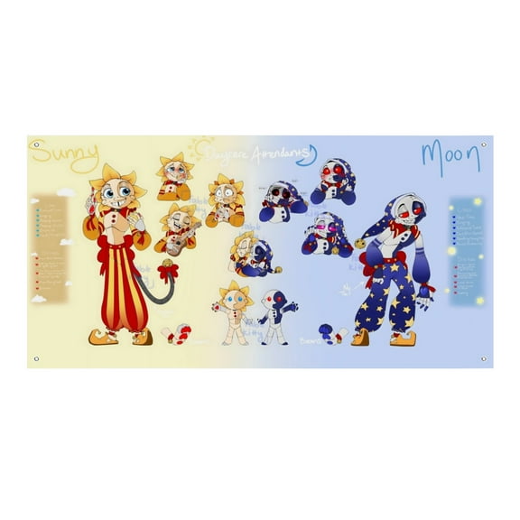 Sundrop and Moondrop Boss Fight-Theme Backdrops Banner Birthday Party Decor Supplies Personalized Party Backdrop Decoration,5x3ft（150x90cm）