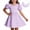 Purple, variant on LJEFF Girls Puff Sleeve Dress, Crew Neck Casual A-Line Flowy Soft Crisscross Back Dresses for Kids Blue Size 6