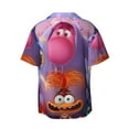 thumbnail image 6 of Lsque inside out 2 print Men's Cuban Collar Short Sleeve Shirt Summer Beachwear Casual Button Down Fashionable Vacation Leisure Shirt-Medium, 6 of 7