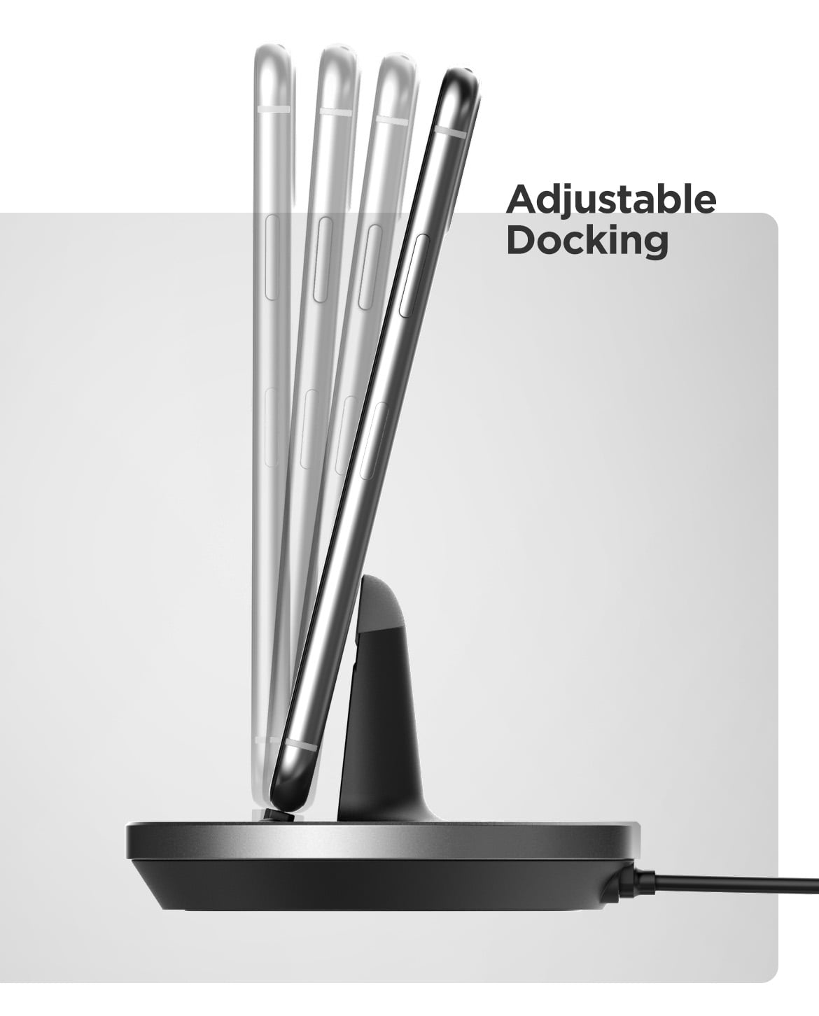 Galvanox iPhone Charger Stand (MFi Certified) Fast Charging Lightning Desktop Holder Dock with Built-in USB C Cable and USB-C 18W Power Adapter for Apple iPhone 8/8 Plus/X/Xs Max/XR/11/Pro Max