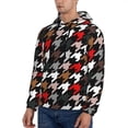 thumbnail image 3 of Naloa Houndstooth Green Red Men's Casual Hooded Collar Drawstring Hoodies Pullover Sweatshirts Casual Long Sleeve Shirts-4X-Large, 3 of 7