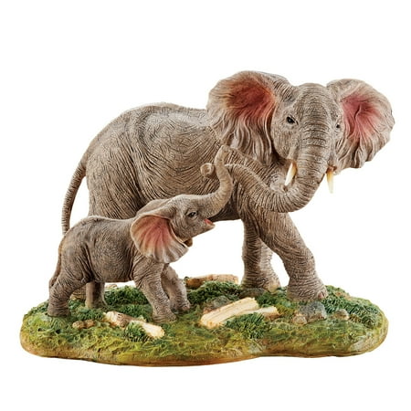 Animal Elephant Figurine - Mother and Baby Elephant Figurine with Hand Painted Details for Tabletop, Animal Home Décor