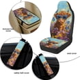 thumbnail image 6 of Xoenoiee Highland Cattle Butterfly Daisy Flower Print Car Seat Covers Set with Universal Seatbelt Pads and Car Armrest Cover, Faux Leather 5pcs Auto Accessories for Most Vehicle, 6 of 7