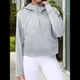 thumbnail image 5 of Sudadera con Capucha para Mujer, de Larga, Corta, con Media Cremallera y Bolsillos con Orificio para el Pulgar. Gris L, 5 of 6