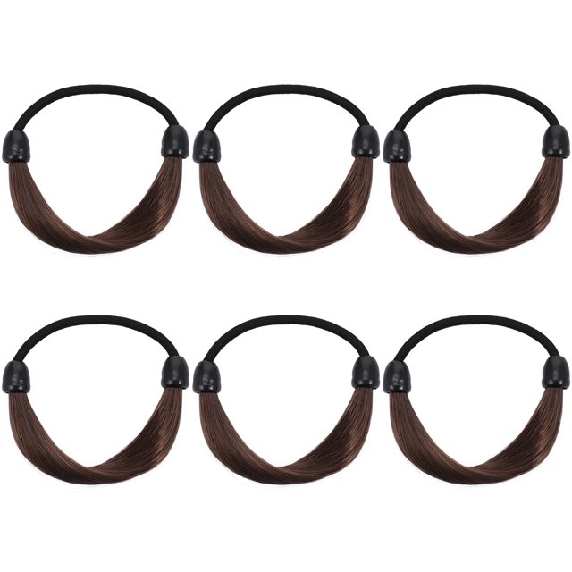 SHISUYAN 6Pcs Elastic Hair Ties for Any Occasions Simple Design Circular Plastic Brown 7.00X7.00X1.00CM