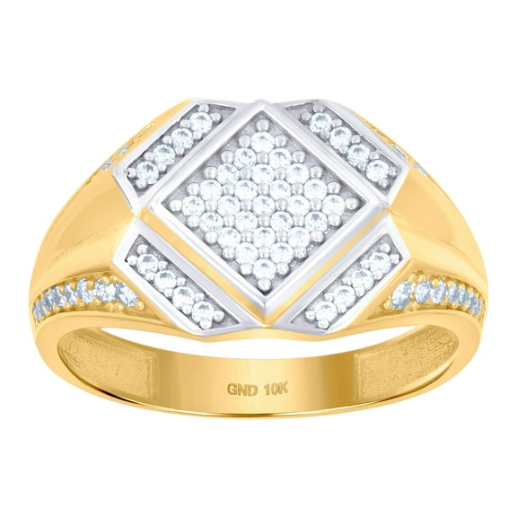 10k Two-tone Gold Mens Cubic Zirconia Fashion Ring 12.4mm Long Ring for Men - 3.9 Grams