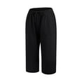 thumbnail image 5 of leijia Women's Plus Size Capris Pants Cotton Linen Drawstring Capri Pants with Pockets Summer Outdoor Vacation Beach Pants, 5 of 8