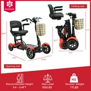 Bangeran Long Range Electric Medical Scooter 25 MILES, Powerful Li-on Battery Large Seat, Foldable Portable - Matte Red