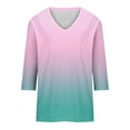 thumbnail image 4 of Lmnyox Women's Fashion Shirts 3/4 Sleeve V Neck Casual T Shirts 2025 Spring Summer Loose Trendy Blouse Tops, 4 of 7