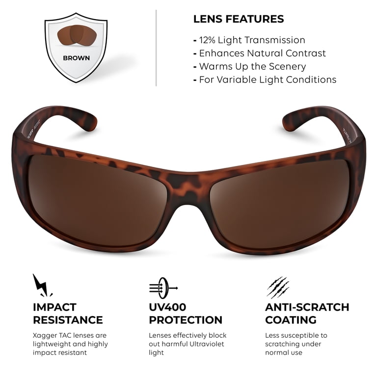 Xagger Polarized Wrap-Around Sunglasses, Brown Lens photo 2