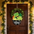 thumbnail image 3 of HOARBOEG St. Patrick's Day Door Hanger, Rainbow Shamrock Wooden Welcome Sign for Front Door, Farmhouse Home Decor - 11.81x11.81in, 3 of 5