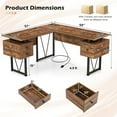 thumbnail image 3 of Gymax 59'' L-shaped Computer Desk w/ Charging Station Corner Desk Sturdy Metal Frame, 3 of 10
