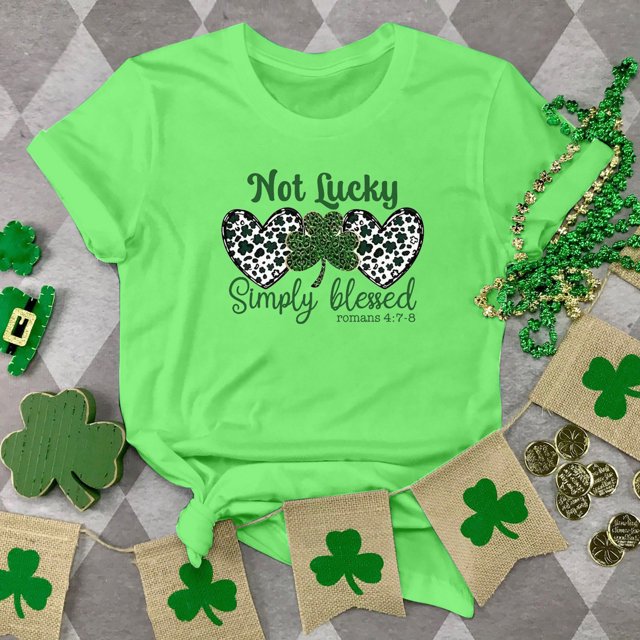 T-shirt de la Saint-Patrick pour Femmes Mode Col Rond Imprimé Manches Courtes T-shirt Décontracté Ample Hauts T-Shirts de la Saint-Patrick pour Femmes