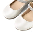 thumbnail image 4 of Kushyshoo Girl Mary Jane Shoes Low Heel Rhinestones Princess Flats Beige Dress Pump Shoes for Big Kid Size 3, 4 of 5