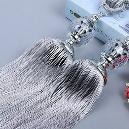 Bead Window Treatments Fancyleo New Curtain Tiebacks 2PC Crystal Beaded Tassels Tieback Curtain Cord Home Textiles Window Treatments Home Decoration Accessories ()