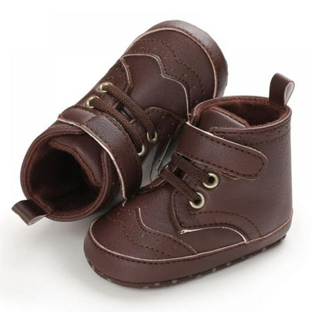 

Newway Boys Shoes PU Leather First Walkers Lace-Up Walking Prewalkers 0-18M
