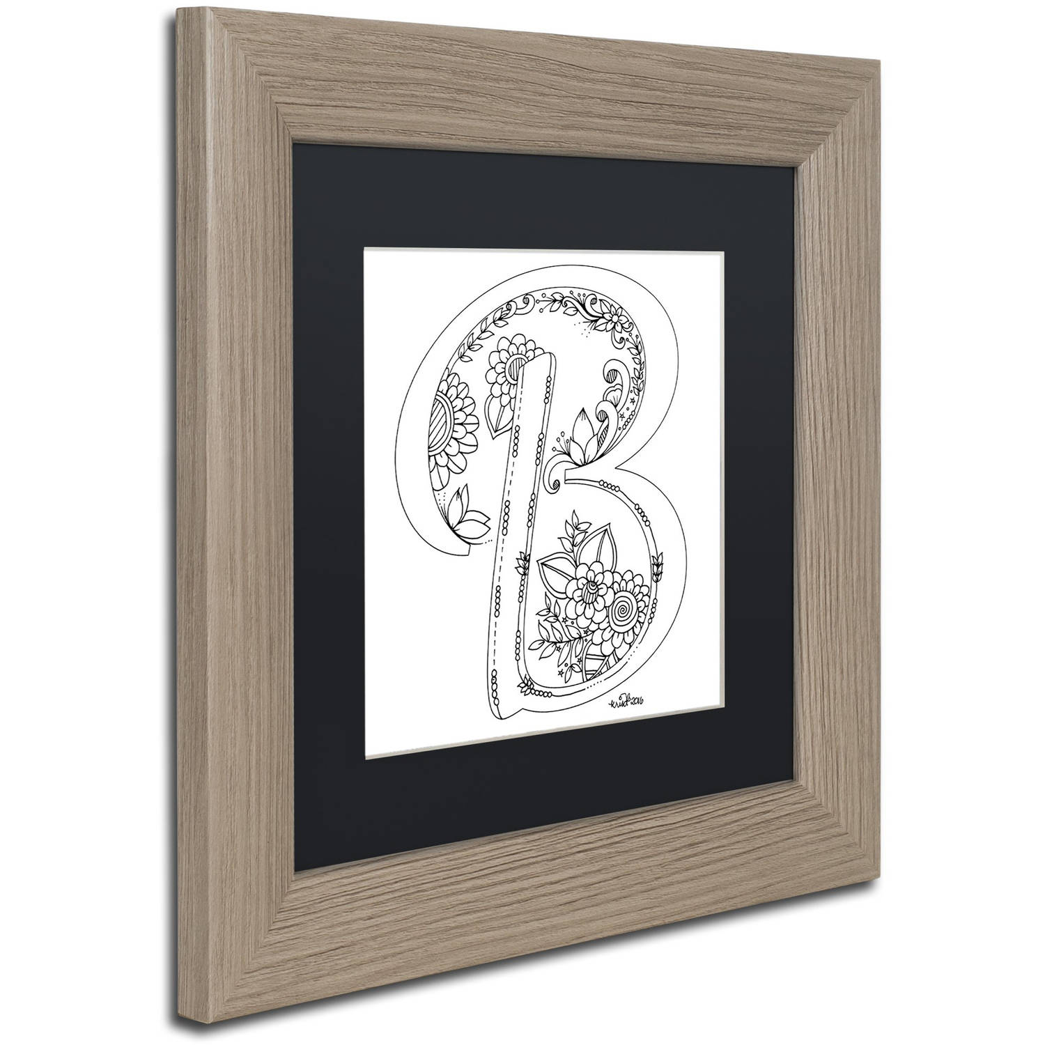 Trademark Fine Art "Flower Girls 7" Canvas Art by KCDoodleArt Black Matte, Birch Frame
