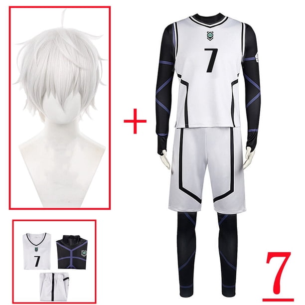 Disfraz de Nagi Seishiro de Anime, mono de fútbol, camiseta blanca y negra, ropa de fiesta de Carnaval de Halloween