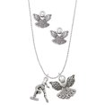 thumbnail image 1 of Delight Jewelry Silvertone Gymnast Balance Beam Silver tone Guardian Angel Charm Necklace and Stud Earrings, 1 of 4