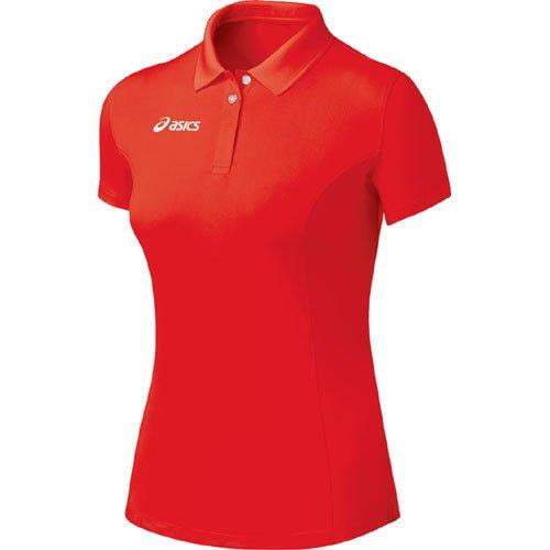 Asics Women's Team Athletic Golf Polo Shirt Top, Red
