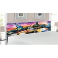 thumbnail image 2 of Abstract Headboard, Funky Watercolors Paint Small Town Weird Angles at Night Sky Reflections Mist, Upholstered Decorative Metal Bed Headboard with Memory Foam, King Size, Multicolor, by Ambesonne, 2 of 4