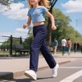 thumbnail image 2 of Kids Girls Sweatpants Straight Leg Athletic Jogger Pants with Pockets Classic Fit Girls Navy Sweatpants Girl School Sweatpants Kids Clothes for Teen Girls 7-8 years, 2 of 7