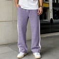 thumbnail image 2 of IWRICH Men's Wide Leg Baggy Pants Fashion Trendy Sweat Pants Elastic Waist Street Sweatpants with Pockets Light Purple S, 2 of 4