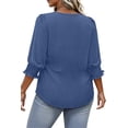 thumbnail image 4 of WellSize 3/4 Sleeve Womens Plus Size Tops Dressy Square Neck Casual Blouses Smocked Cuffs Summer Shirts, 4 of 7