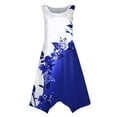 thumbnail image 4 of YDKZYMD Summer Casual Dresses for Women Floral Flowers Wedding Maxi Beach Boho Tank Dresses Hem Sundress Petite Sleeveless Midi Dress with Pockets Dark Blue XXL, 4 of 5