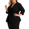 thumbnail image 5 of Agnes Orinda Women's Plus Size Blazers Notched Lapel Wear-to-Work Peplum Jacket Suit Blazer 2X Black, 5 of 8