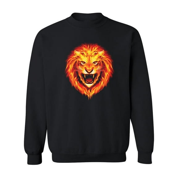 Head Of An Aggressive Fire Lion Sweatshirt Men -Image by Shutterstock, Male 3X-Large