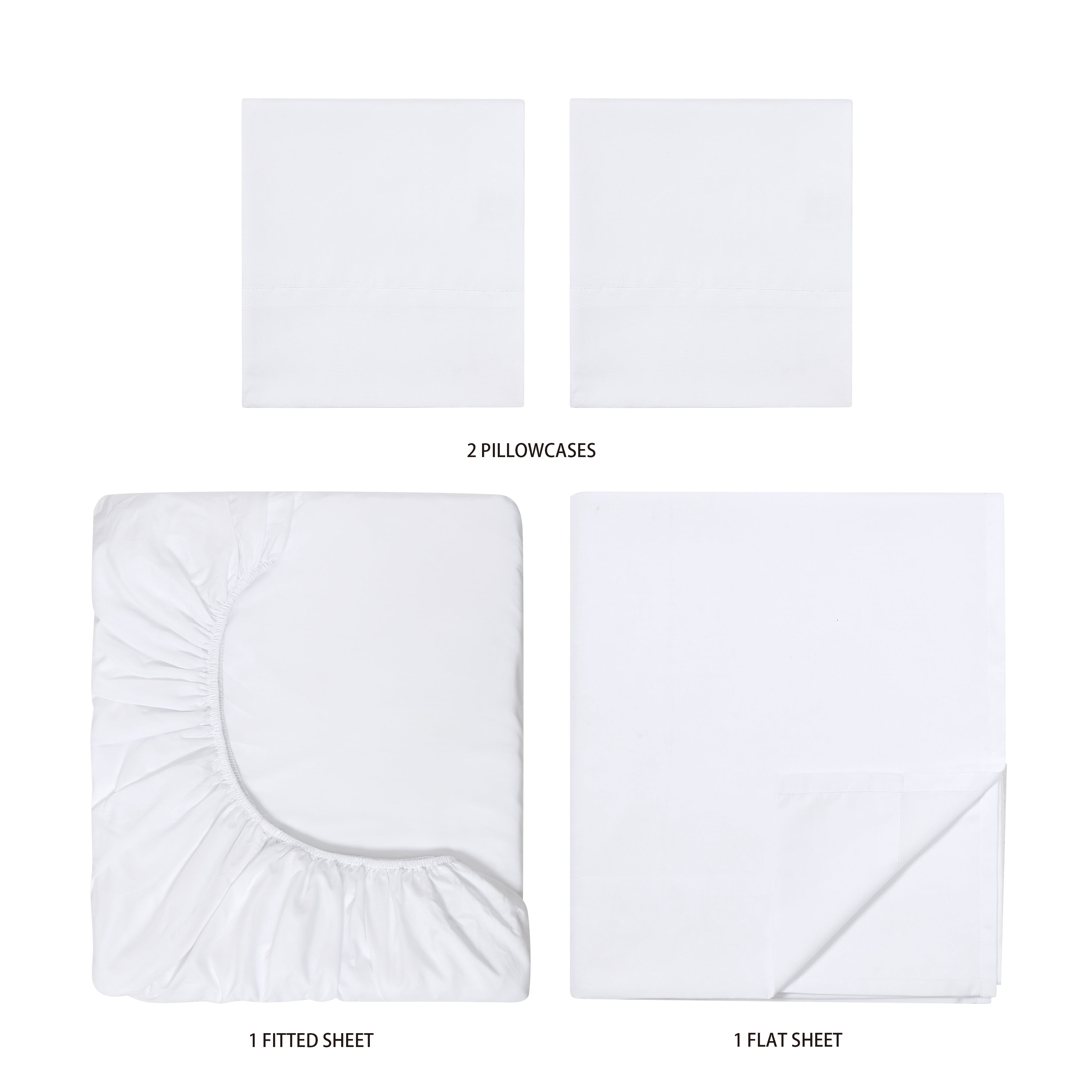 Your Zone Kids Soft Microfiber Sheet Set, White, Full, 4 Pieces, Easy Care