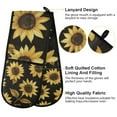 thumbnail image 2 of Yayeee Double Oven Mitt Kitchen Heat Resistant Baking 35" x7" Quilted Glove, Black Sunflower Pattern, 2 of 6