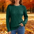 thumbnail image 5 of Cable Knit Sweaters for Women Trendy Fall Winter Loose Fit Crewneck Pullover Solid Color Casual Long Sleeve Tops (2XL, Green), 5 of 7