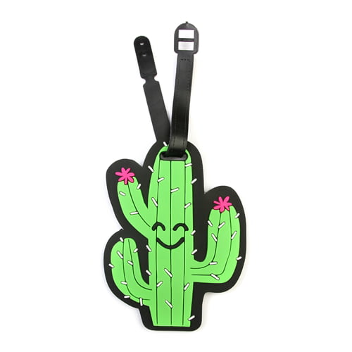 DEZEMIN 2PCS Travel Cactus Luggage Tags Set Name Tag for Suitcase Bags