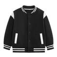 thumbnail image 2 of Grblisyd Kids Baseball Jackets Boys Girls Jacket Casual Lightweight Fit Varsity Button Long Sleeve School Coat with Pocket, 2 of 6