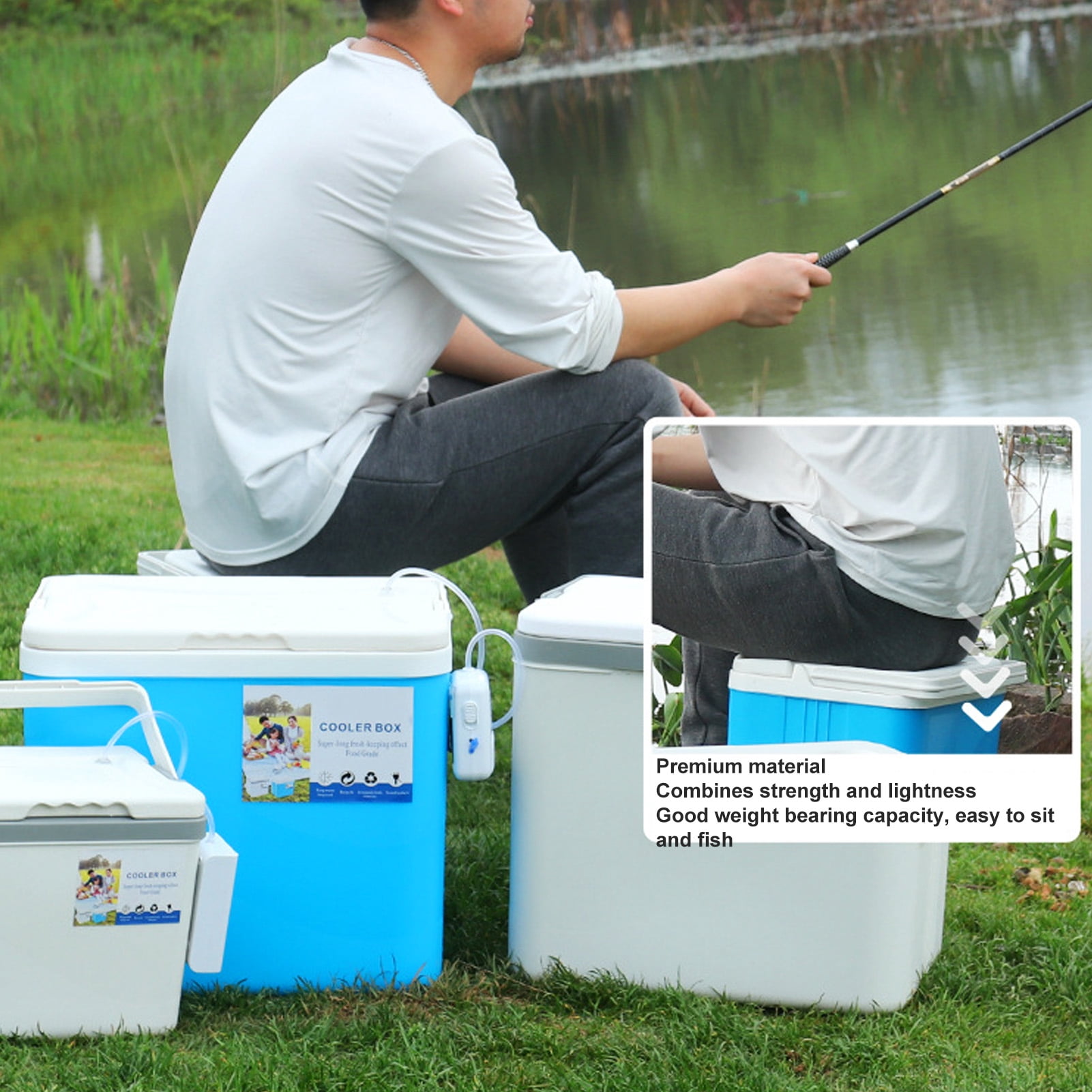 BIMZUC 10L Hard Sided Cooler Box High Performance Insulated Ice Chest with Heavy Duty Handle for Outdoor Camping Picnic Fishing Beach Drinks and Beer, Blue (11.4x8.9x10.4 Inches / 29x22.5x26.5 cm)