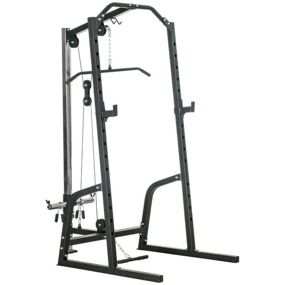 Soozier Power Cage with Pulley System, Squat Rack, Pull up / Push up Stand