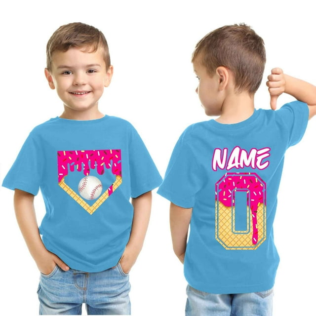 Rovga Hauts Garçon Enfant Bricolage Décontracté Imprimé Glace Manches Courtes Col Rond T-Shirt Mignon Combinaison 6-7 Ans Bleu