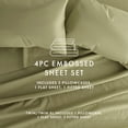 thumbnail image 4 of Noble Linens 4 Piece Sage Chevron Embossed Bed Sheet Set, CalKing, 4 of 11