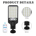 thumbnail image 2 of Luces de calle solares Lámpara de pared LED con sensor de movimiento de 3 modos con control remoto (A), 2 of 8