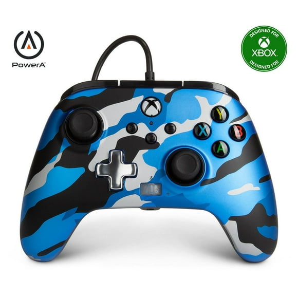 PowerA Enhanced Wired Controller for Xbox - Metallic Blue Camo; gamepad, wired video game controller, gaming controller, Xbox Series X|S
