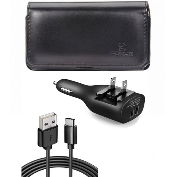 Case Belt Clip & 2-in-1 Car Home Charger for iPhone 15 Pro Max - Leather Swivel Holster Cover and 6ft Long USB-C Cable TYPE-C Cord Travel Power Adapter Charging Wire N5O for iPhone 15 Pro Max (6.7")