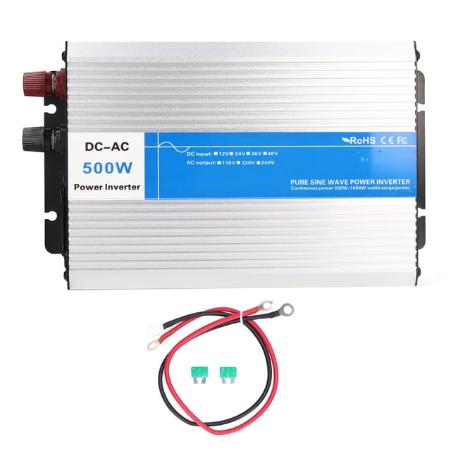 Pure Sine Wave Power Inverter 500W Peak 1000W with 5V 2.1A USB Port AC220V to DC for Car RV Truck Boat Solar System 24V
