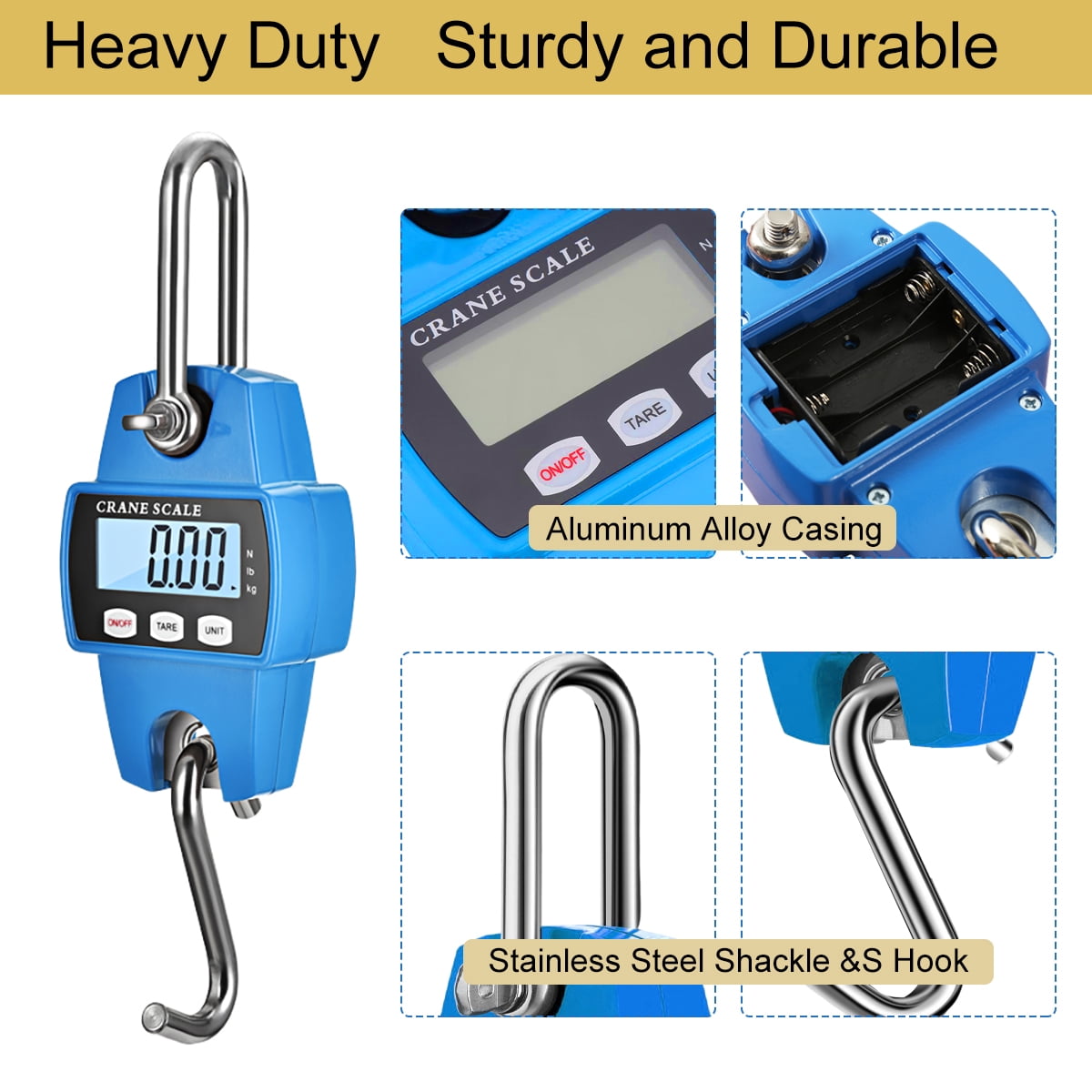 iMeshbean 660lb Digital Hanging Scale Portable Crane Scale Digital Animal Weight Big Game Scale for Farms Hunting Fishing Travelling Outdoor