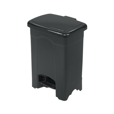 Outdoor Trash Receptacle - Lot of 32 Outdoor 4-Gallon Capacity Plastic Step-On Black Receptacle Trash Can-9710BL