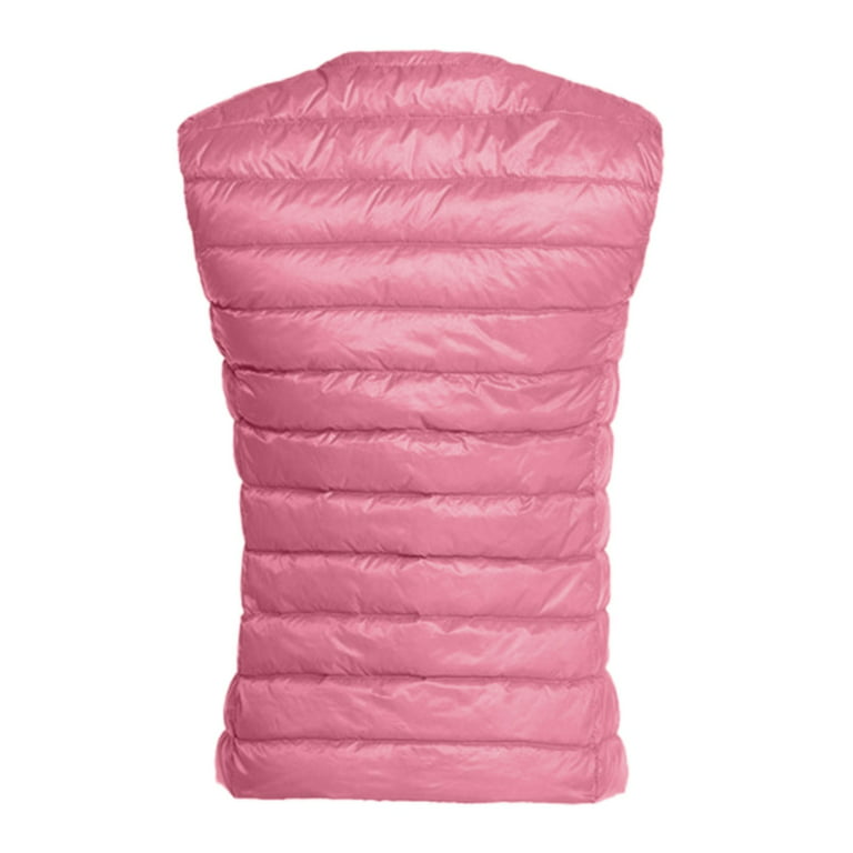 KaLI_store Vest Tops for Women Women's Cotton Linen Vest Casual Button Down  V Neck Vests Loose Fit Sleeveless Waistcoat Jacket Pink,L