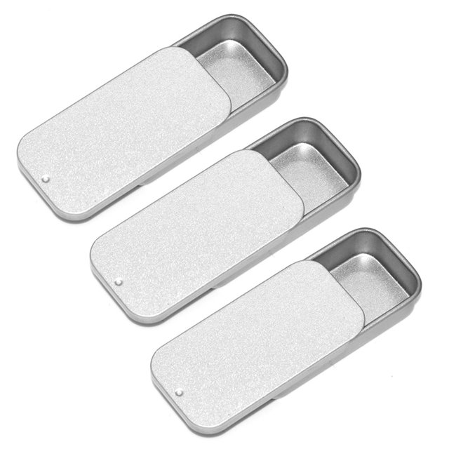 SKYPIA Latas de bálsamo labial Contenedores de lata con tapa deslizante para kit de almacenamiento de manualidades de bálsamo labial - Paquete de 3 de 0.25 oz (PLATA)