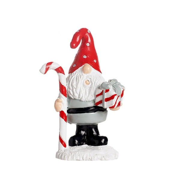 Realideas Christmas Gnome Figurines Decor - Gnomes Collectible Figurines Christmas Decorations Indoor Home Bedroom Holiday Party Gnome Ornament with Christmas Hat, Colorful Cane